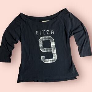 Y2K 2000s Abercrombie & Fitch Off The Shoulder 3/4 Sleeve Top Grunge Size Small